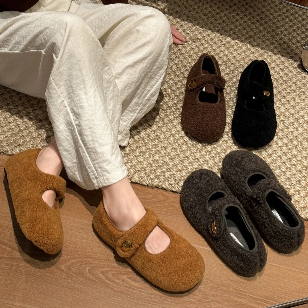 软糯小土豆~！加绒保暖毛毛鞋女外穿玛丽珍702/C外
