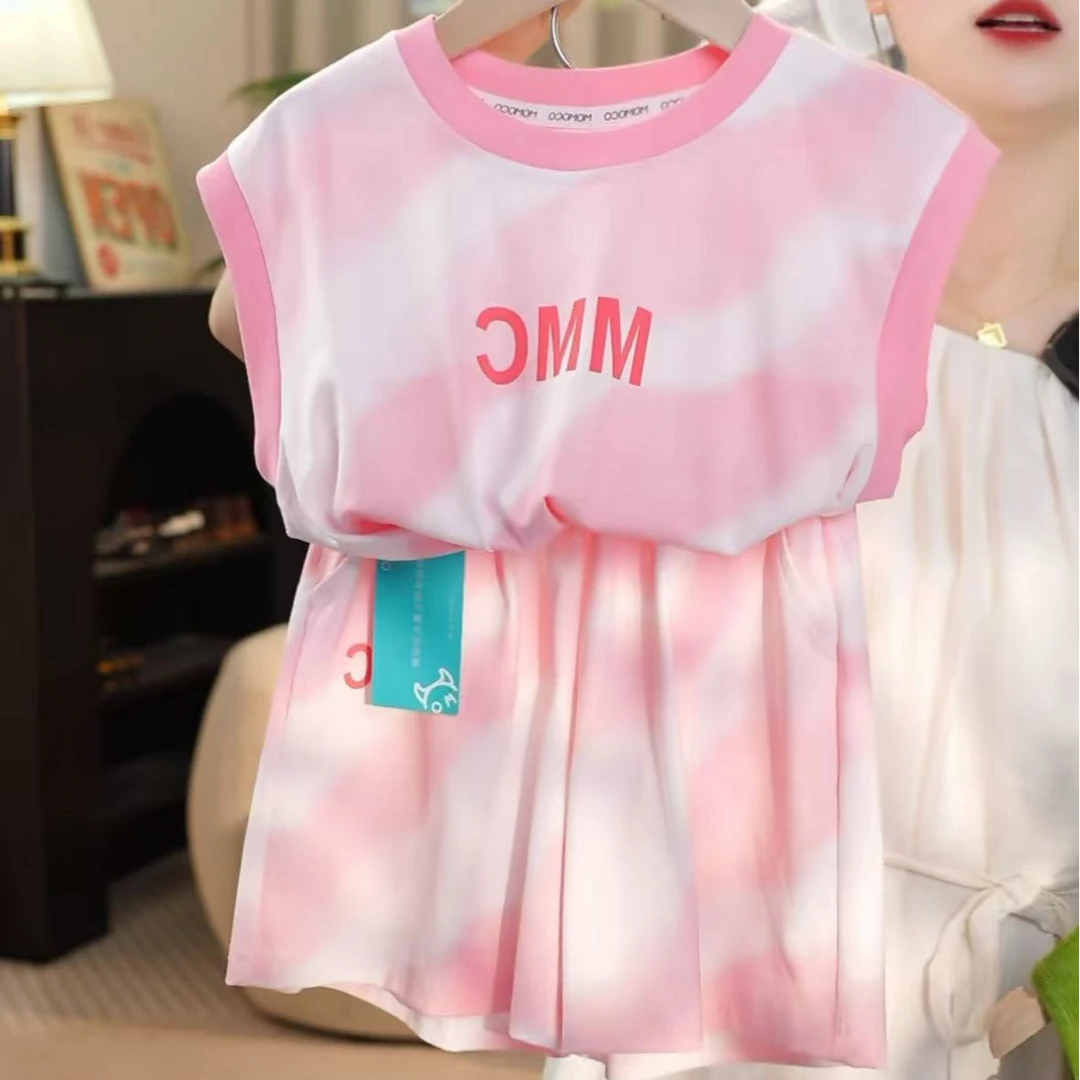 MOMOCO夏季男童百搭休闲清新字母印花套装时尚两件套77230578655