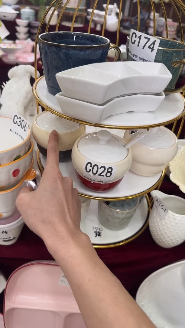 摆件陶C028 3套陶瓷餐具微瑕库存尾货