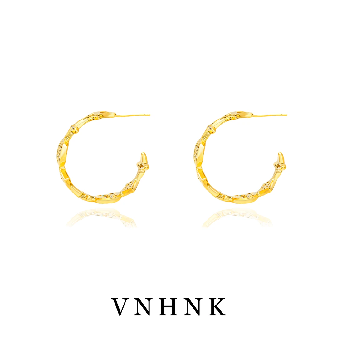 铜合金合成锆石耳饰 美可儿   F6   金色(25mm)小众百搭耳环