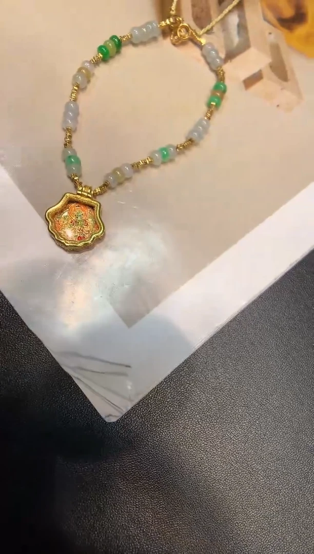 颈饰银S925镶嵌翡翠项链、手链两用