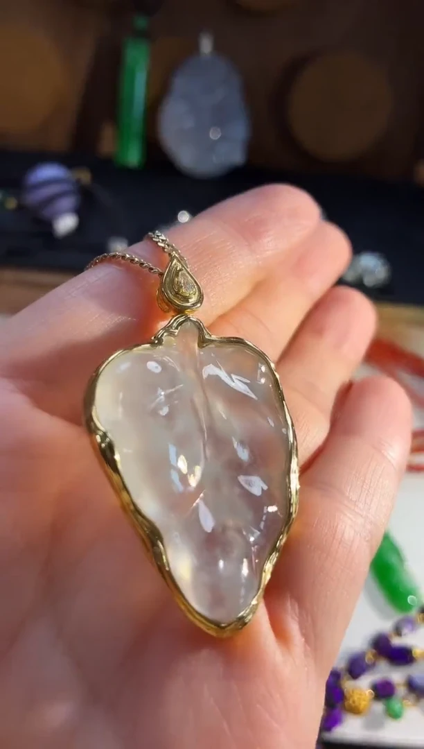 吊坠(不含链)18K金镶嵌翡翠吊坠