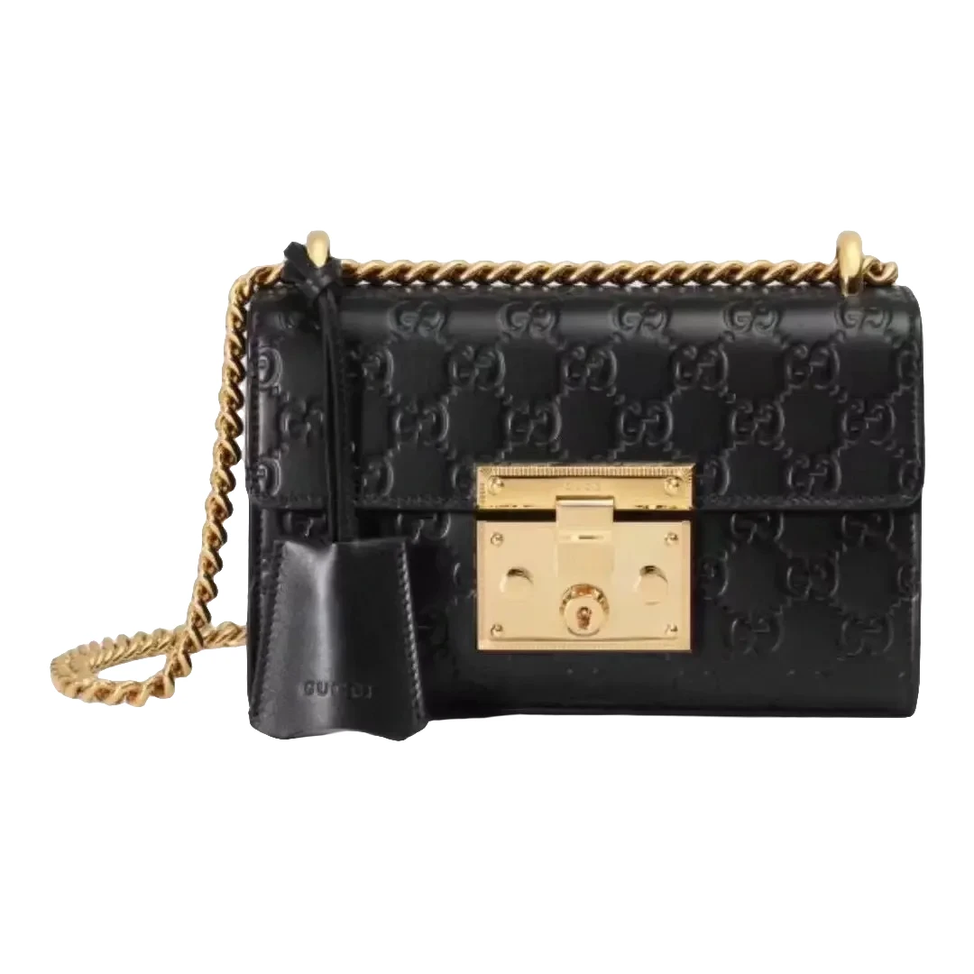 99新 GUCCI/古驰 女士黑色黑皮压纹月光宝盒单肩斜挎包/精选