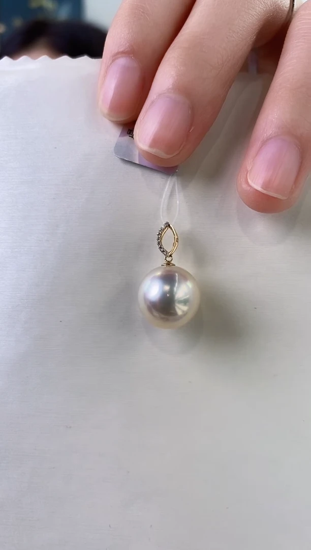 【闪购商品】海水珍珠吊坠(不含链)18K金镶嵌13-14海水珍珠吊坠