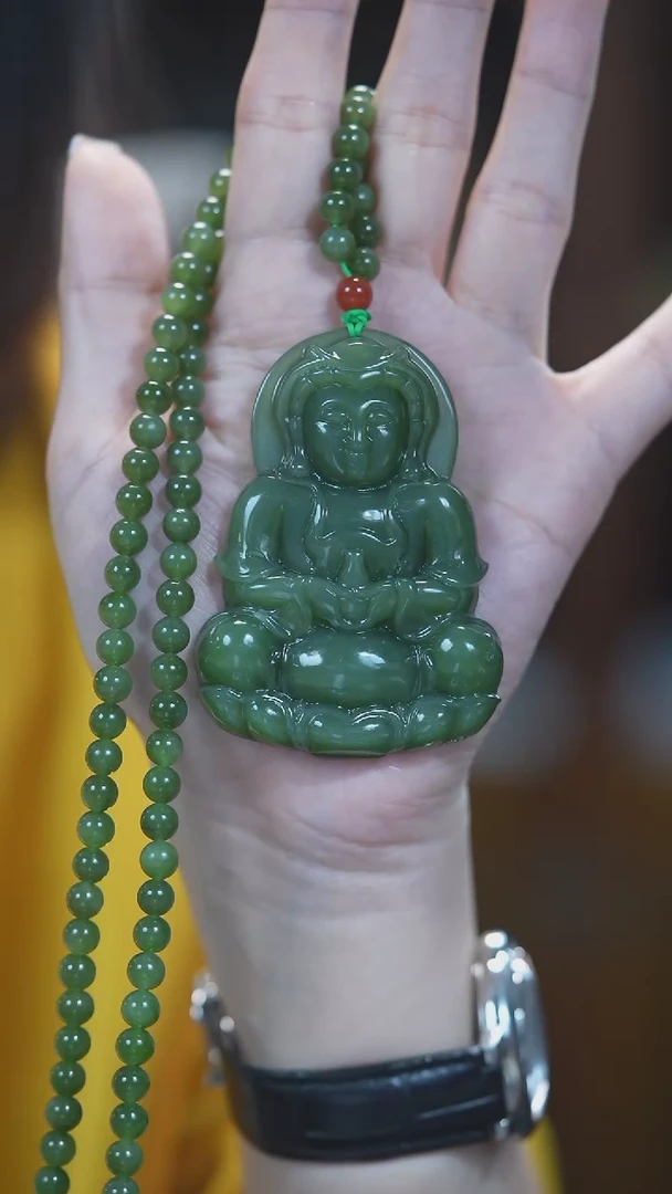 颈饰未镶嵌和田玉（碧玉）观音