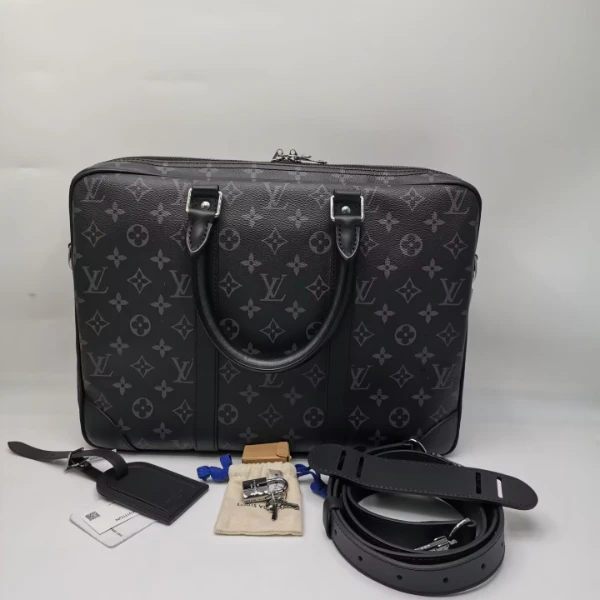 99新 LouisVuitton/路易威登 98新 80171 LV黑老花手提包公文包
