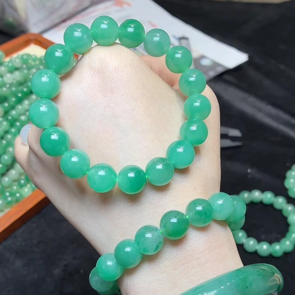 菲菲珠宝好*独龙玉单圈圆珠手串约12mm-多样性发一