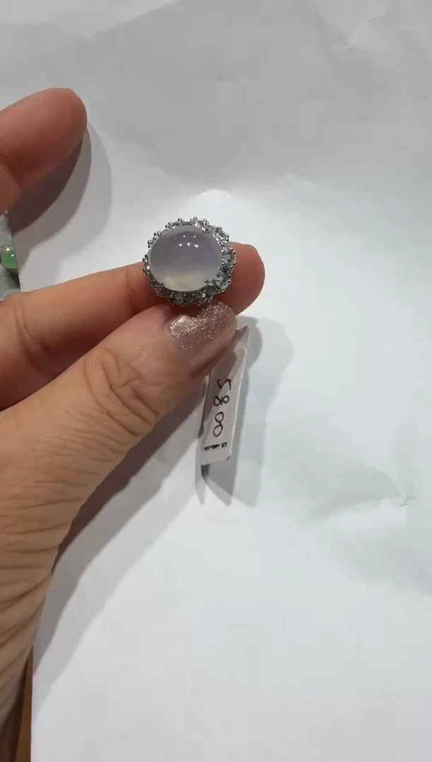 银S925镶嵌戒指翡翠缅甸A货翡翠戒指