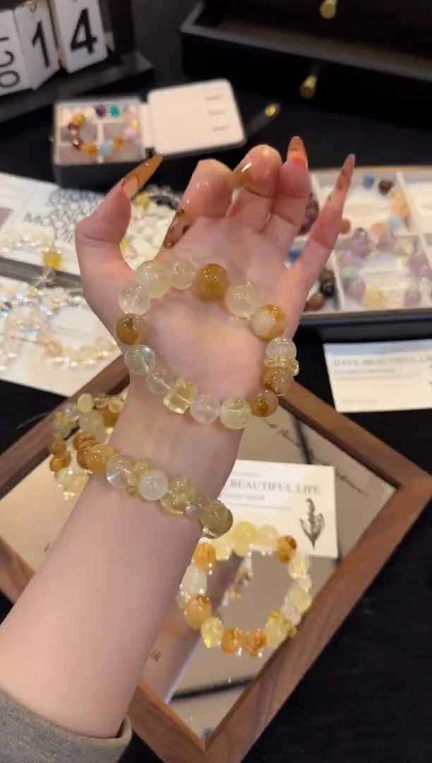 合金手链水晶黄水晶多宝x2478