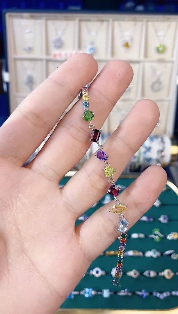 【闪购商品】透辉石手链银S925镶嵌带证书多宝类