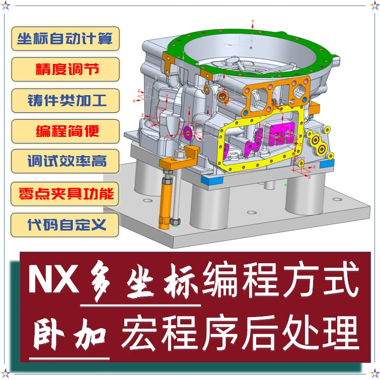 UG卧加后处理,多坐标方式自动算坐标,法那科,三菱,新代,马扎克