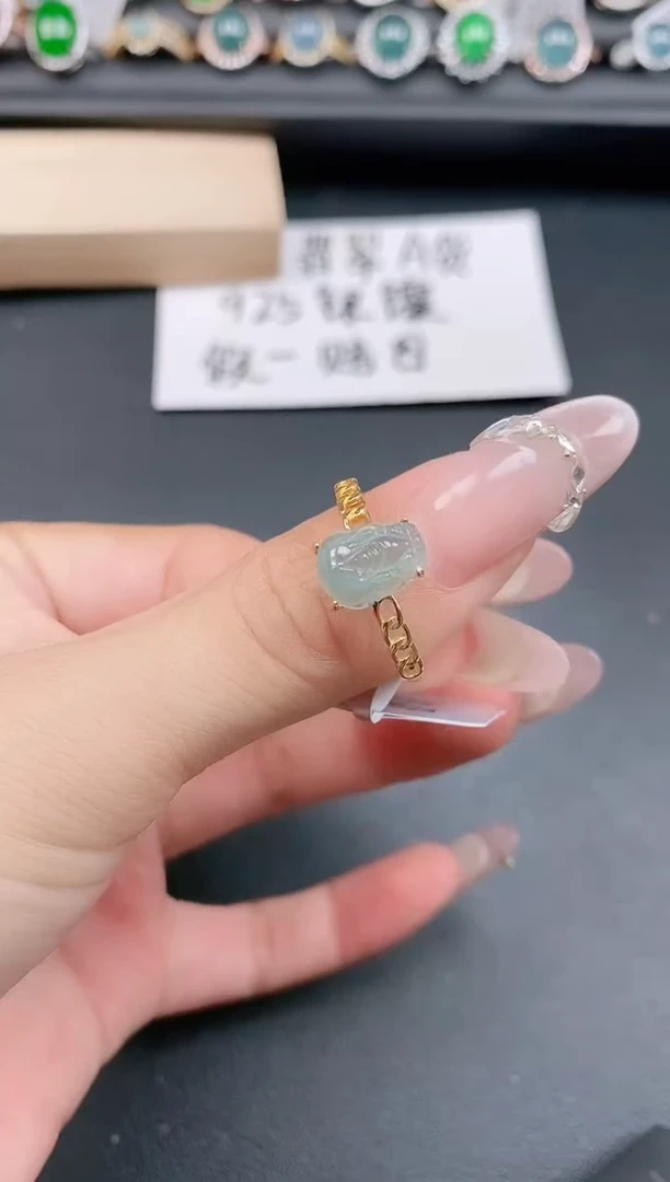银S925镶嵌戒指翡翠11