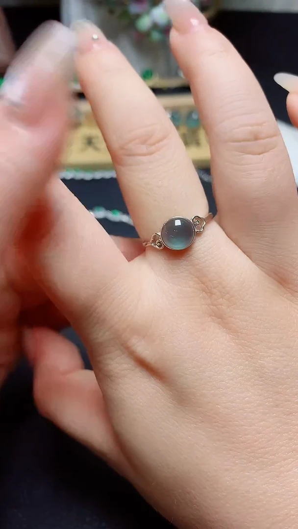 翡翠戒指银S925镶嵌  天然翡翠A货s925银镶