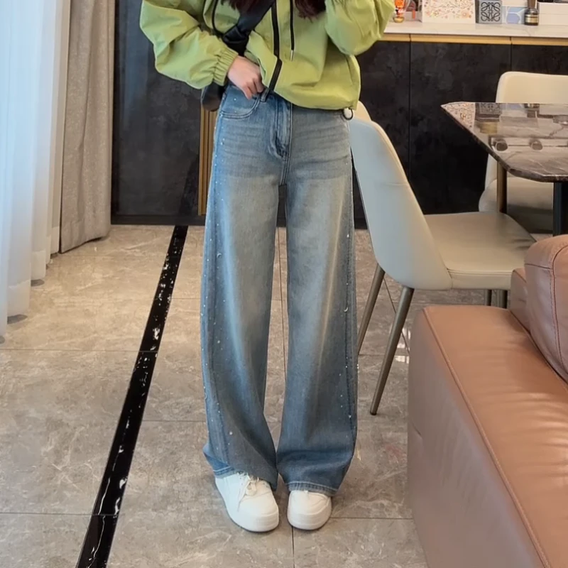 星空~2025春夏重工烫钻窄版直筒牛仔裤LK2501962