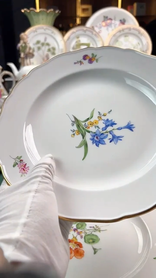 瓷片梅森二等花卉餐盘25cm