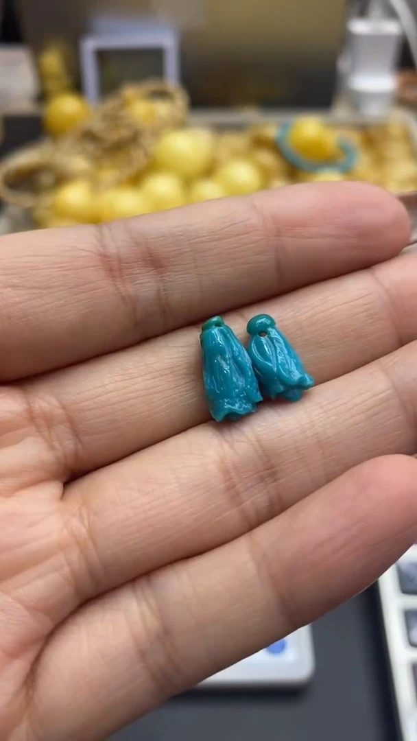 未镶嵌绿松石珠宝奇石1042一对