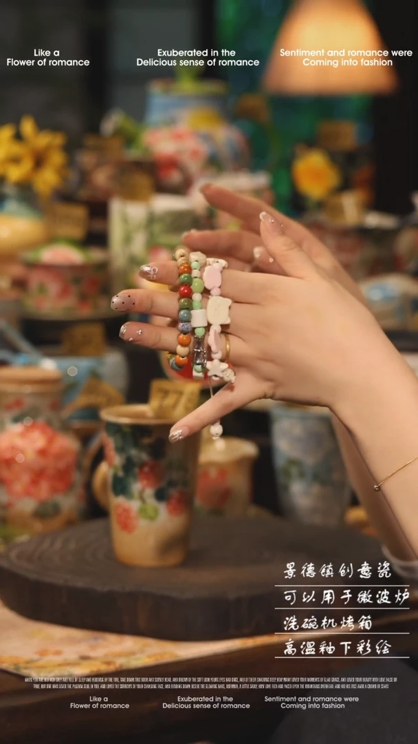 陶瓷随机景德镇高温釉下彩绘设计师款式