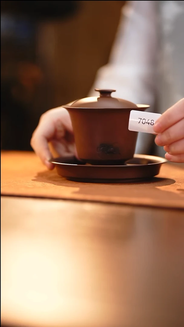 雲梦茶器紫陶盖碗7048