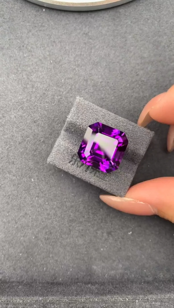 未镶嵌珠宝半成品紫晶13.7ct紫水晶定制fc