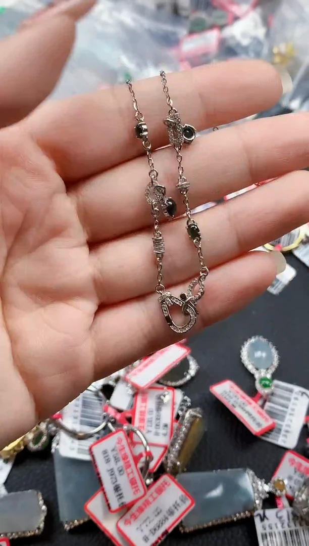 银S925镶嵌戒指翡翠天然A货缅甸翡翠