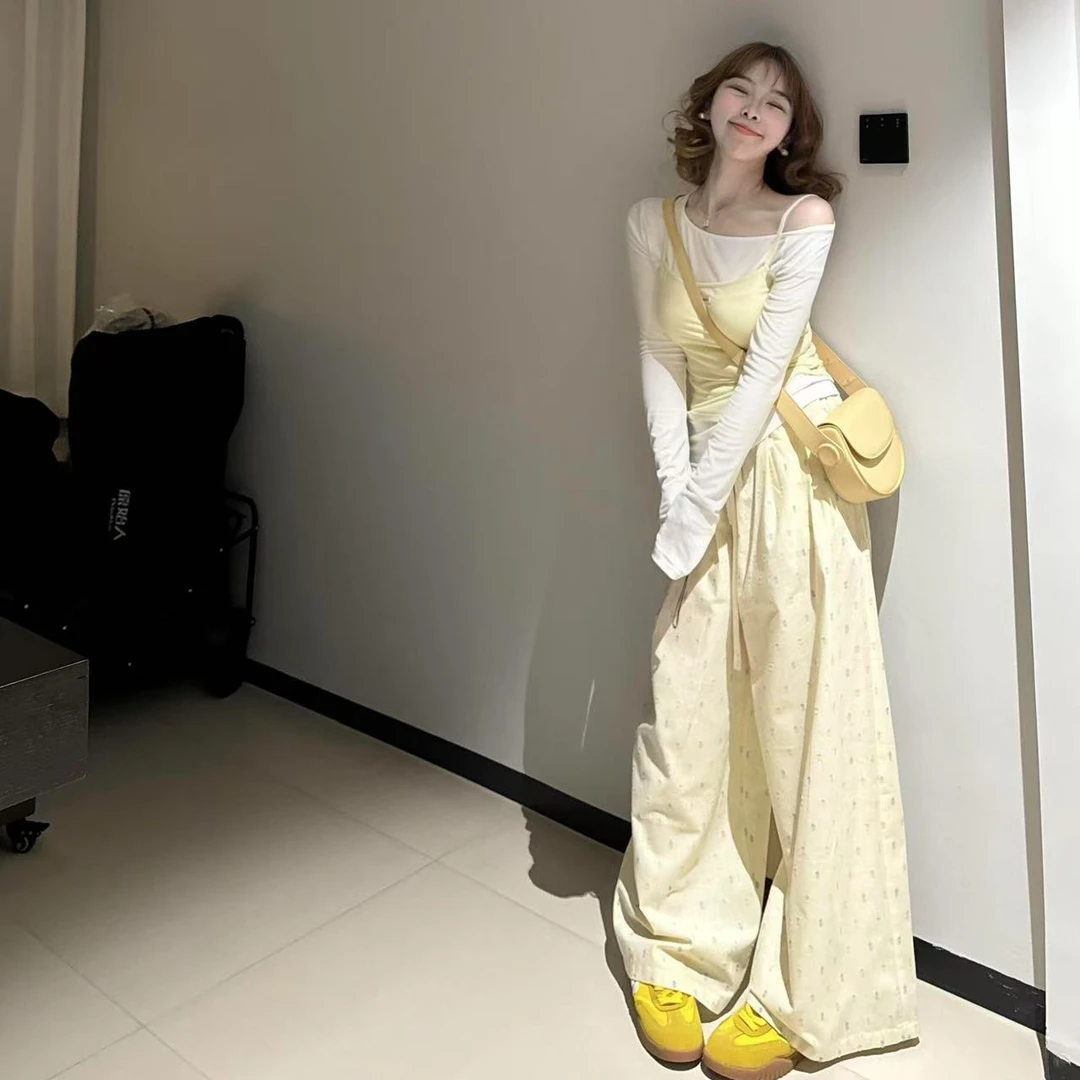 秋款时尚流行新款女装韩系内搭慵懒风小众吊带小众温柔休闲裤子女