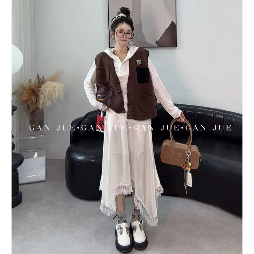 YANAG设计师品牌25春装 不规则蕾丝缎面半身裙 ganjue买手店