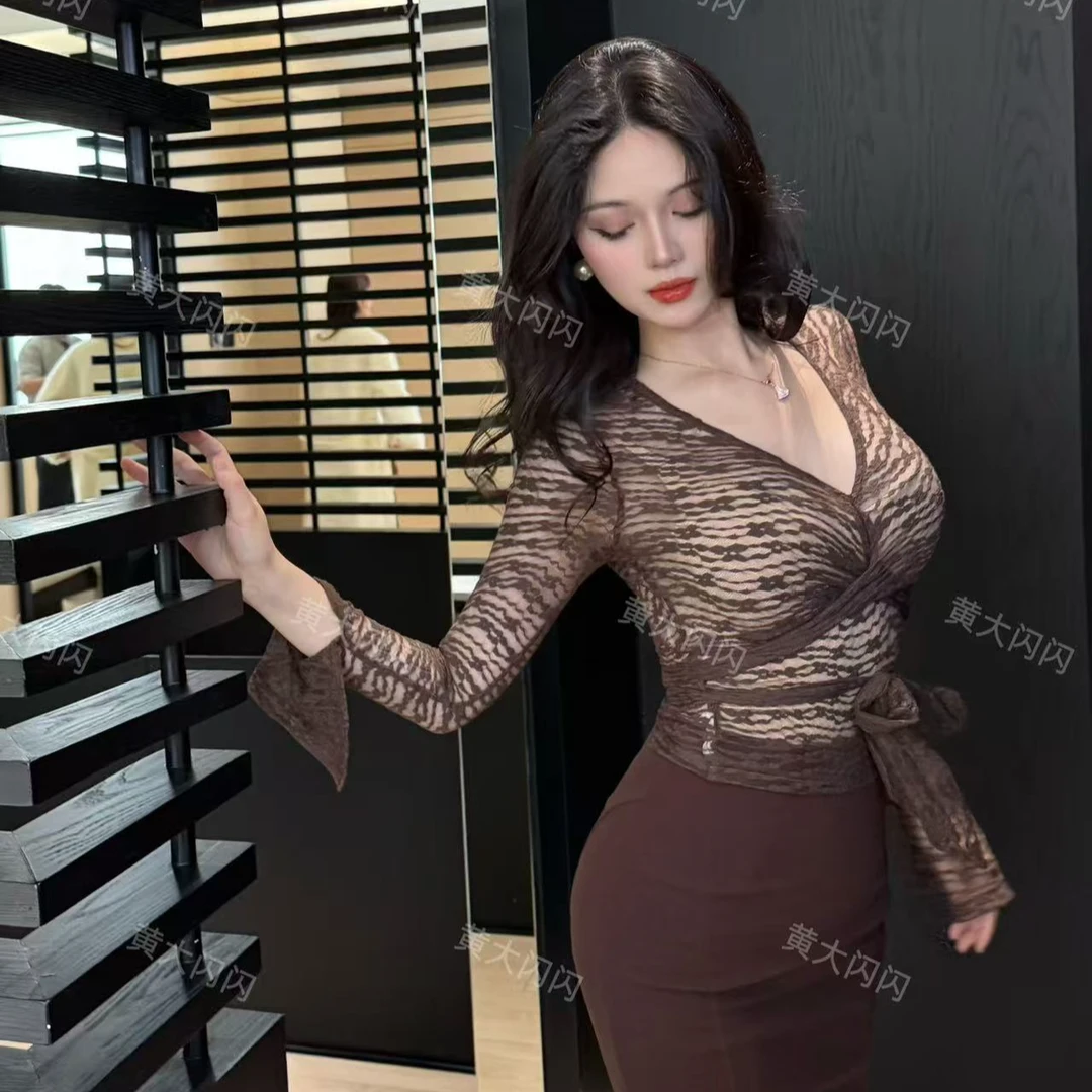 【黄大闪闪原创】新款纯欲显瘦定制气质性感蕾丝上衣SSQ5305