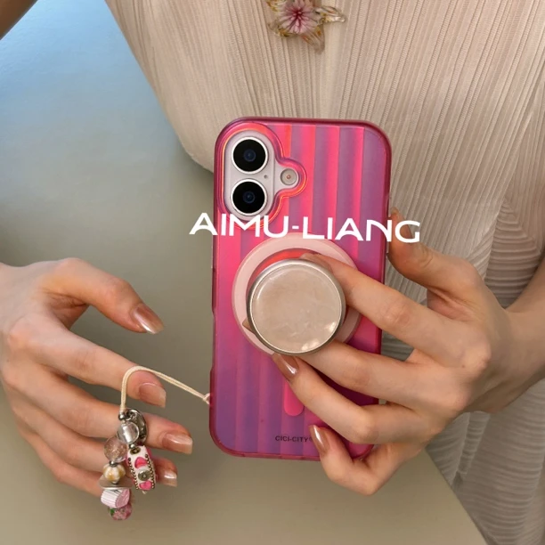 AIMU原创粉童话极光适用苹果iPhone17/16promax手机壳磁吸151413