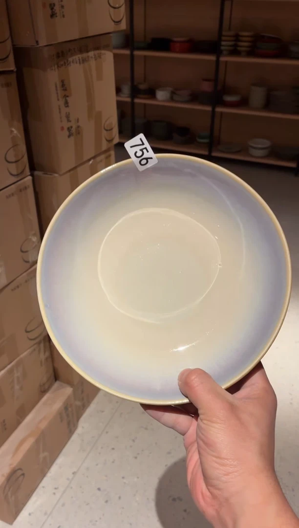瓷片M**?756微瑕侄子青绿深盘1个