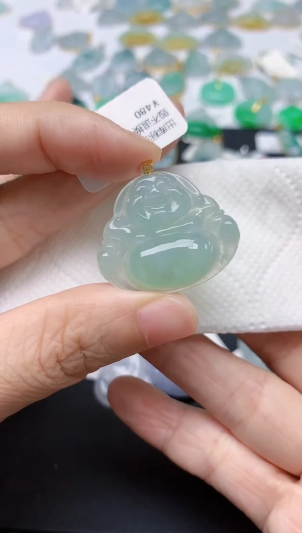 翡翠18K金镶嵌颈饰天然缅甸A货翡翠