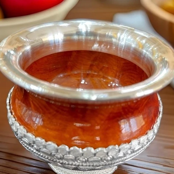 定制款  纯银下半包上不保甜茶碗