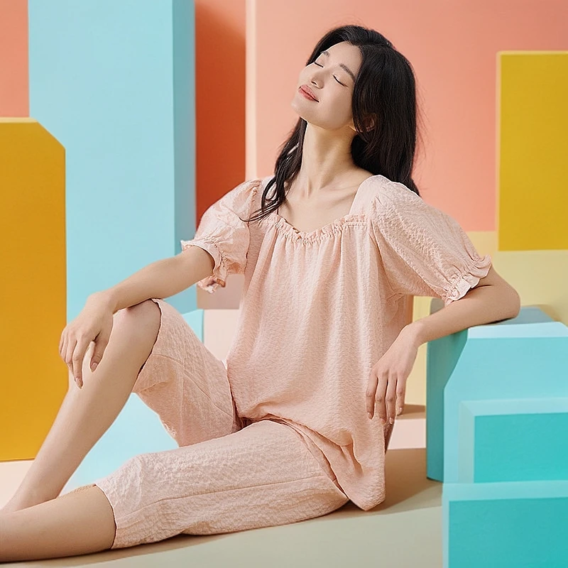 三耳兔绵绵布皱皱布家居套装Q064W