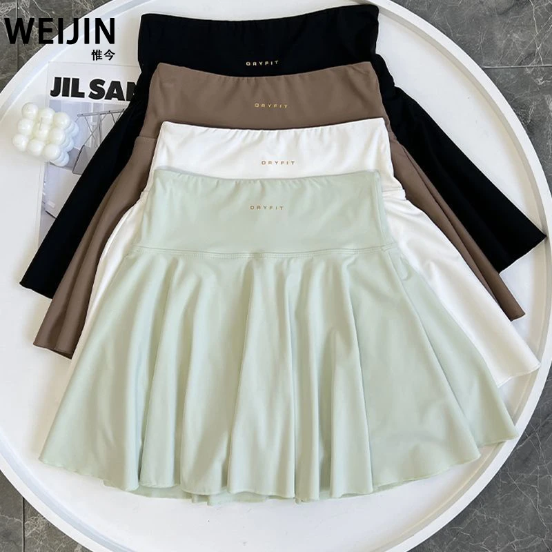 防走光A字裙外穿跑步运动健身训练女高腰瑜伽百褶裙