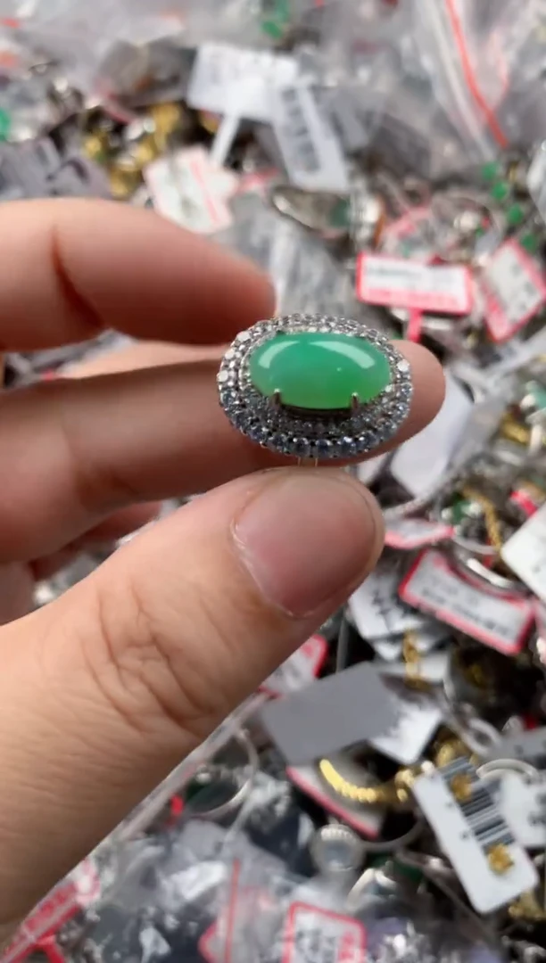 银S925镶嵌戒指翡翠444   2