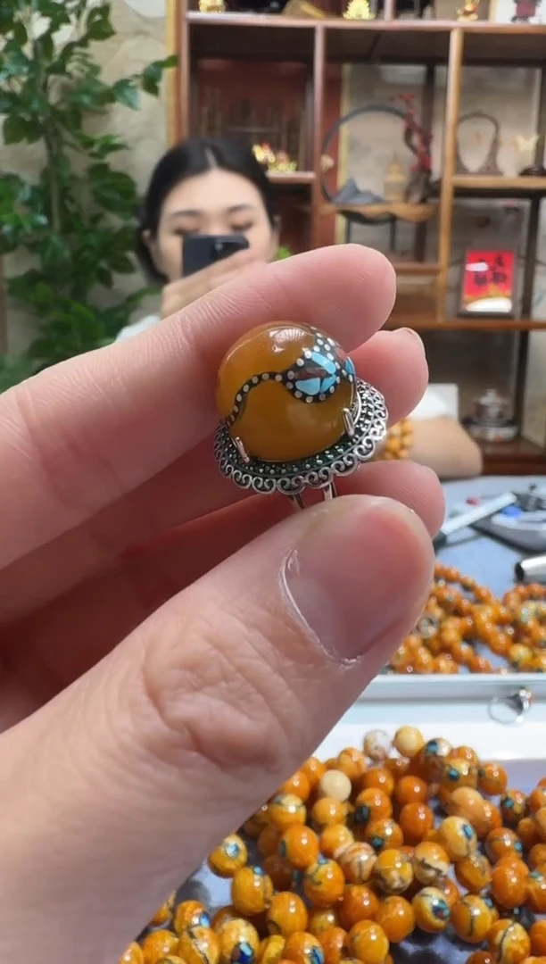 银S925镶嵌颈饰蜜蜡6918天然蜜蜡珠宝奇石假一赔十