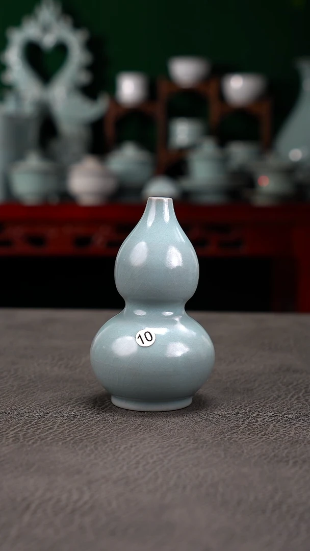 天蓝釉10号小葫芦瓶微微暇简包-二