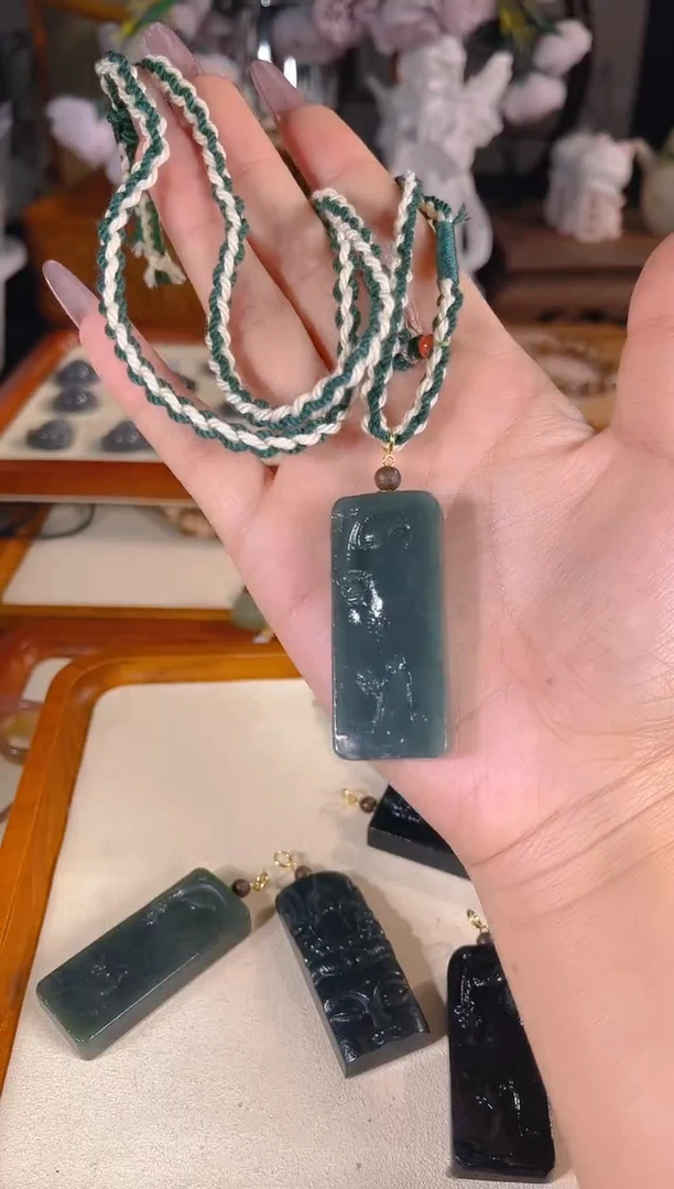 项链银S925镶嵌和田玉多样性发其一孤品默认微瑕