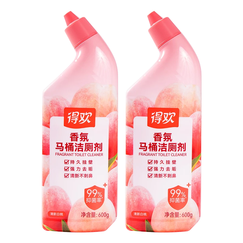 得欢清新白桃香氛马桶洁厕剂1.2kg（600g/瓶*2）