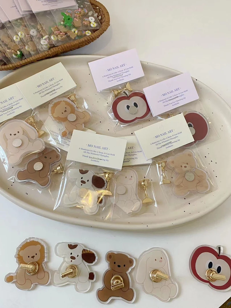 【美集仓优选】MOMO NAIL 新年红苹果小动物合集厚底亚克力磁铁甲托