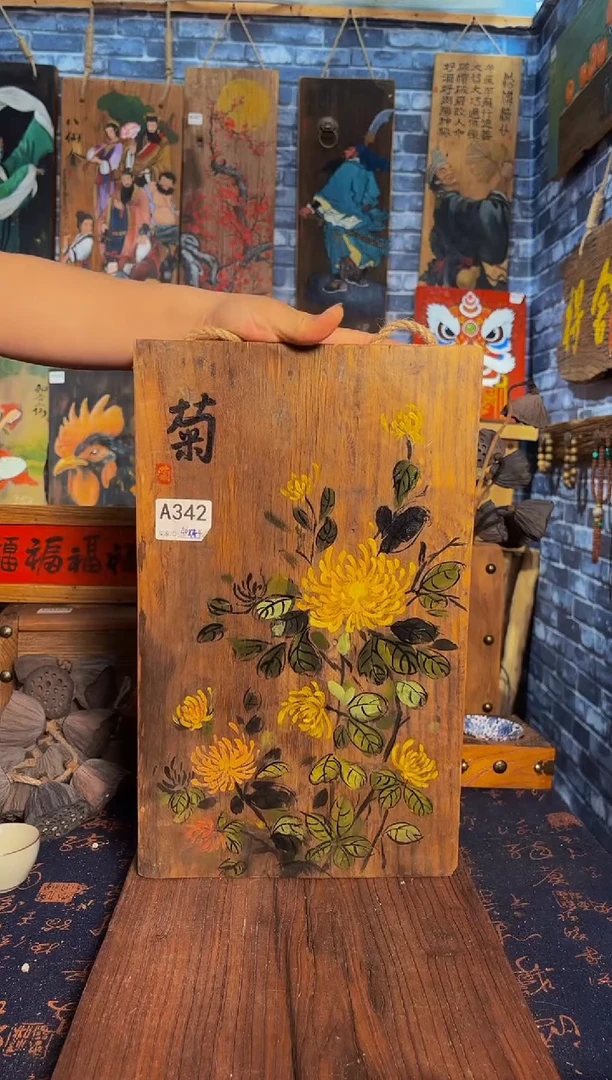 风化老门板丙烯画