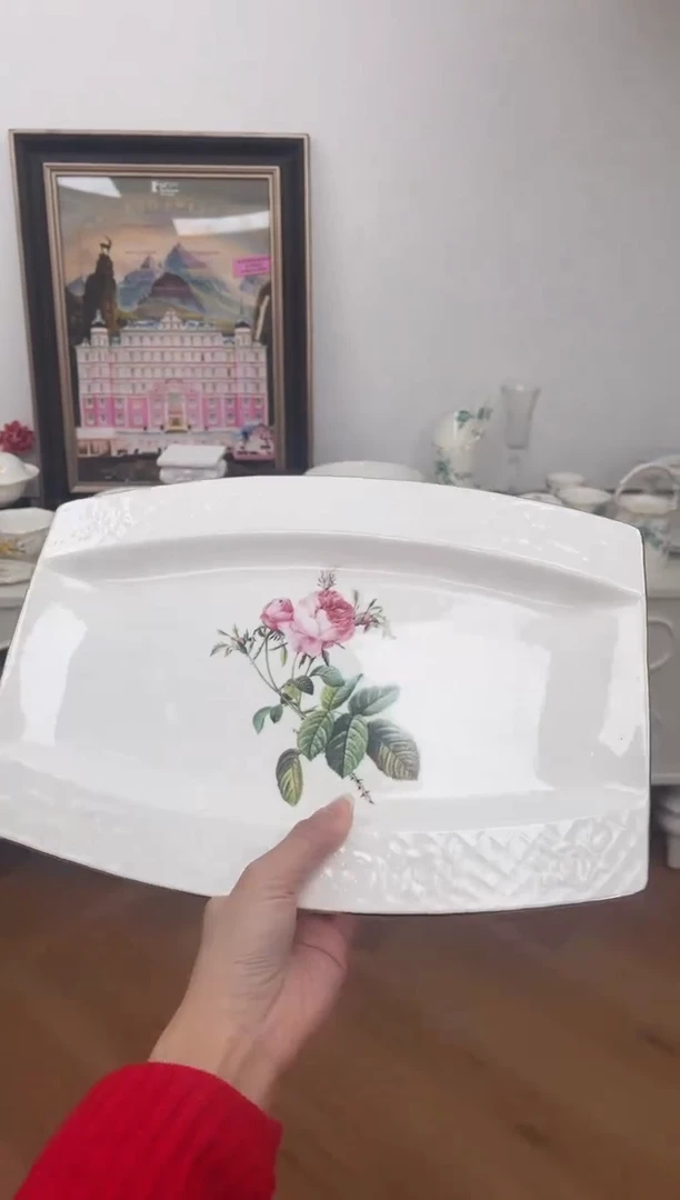 盘玫瑰高骨骨瓷鱼盘