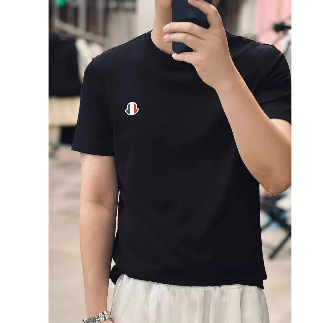 纯棉短袖T恤蒙款徽章刺绣休闲百搭半袖体恤男士内搭圆领打底