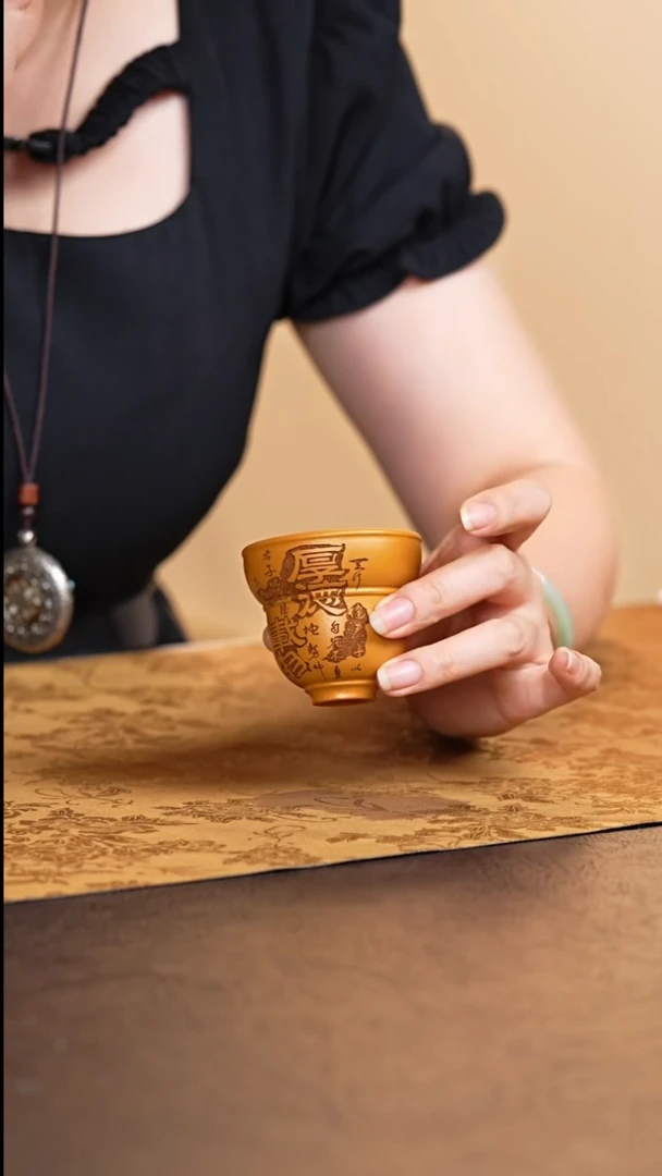 茶杯紫砂宜兴原矿紫砂福禄手把主人杯