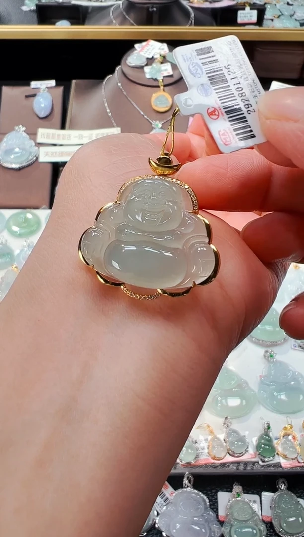 【闪购商品】翡翠吊坠(不含链)18K金镶嵌佛公吊坠1125