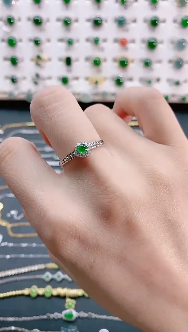 【闪购商品】翡翠戒指银S925镶嵌天然翡翠