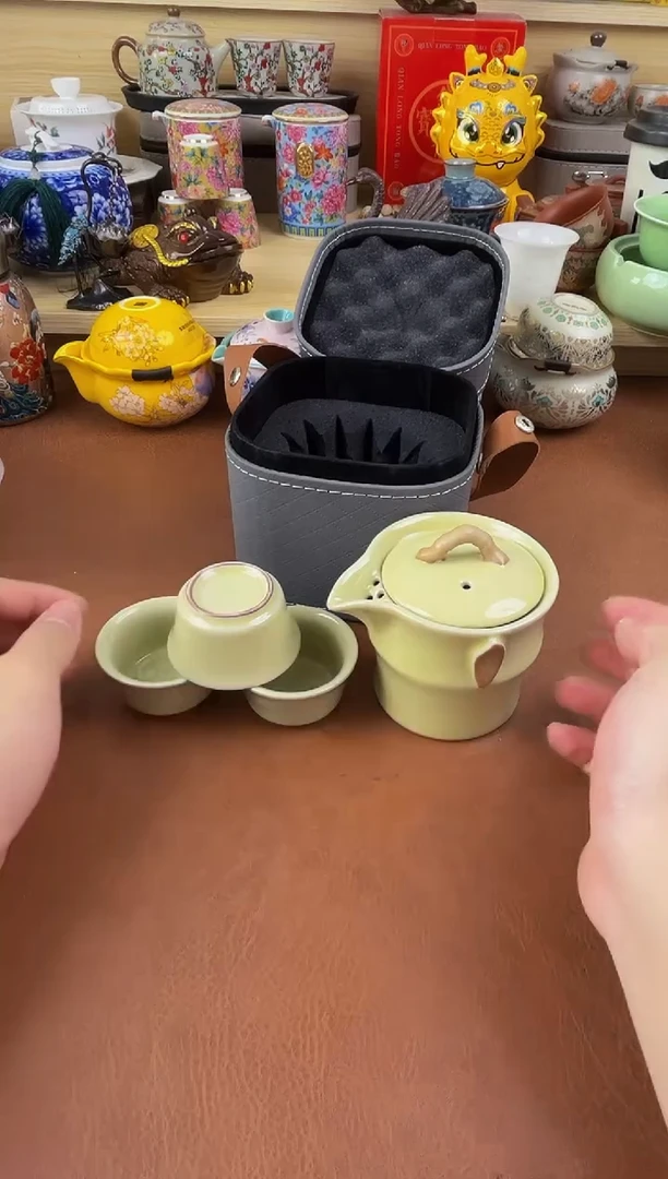 陶瓷茶具摆件旅行套组