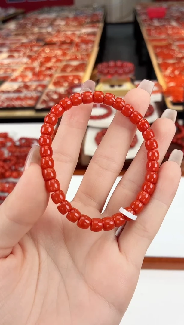 南红玛瑙瓦西直切手串6+未镶嵌一个/条