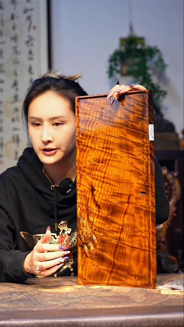 金丝楠【35】正黄料 精品满花水波 一木整雕 纯干金丝楠茶盘