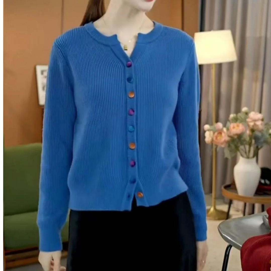 【X4】设计感韩系彩扣开衫毛衣高级感百搭显瘦开衫上衣针织衫