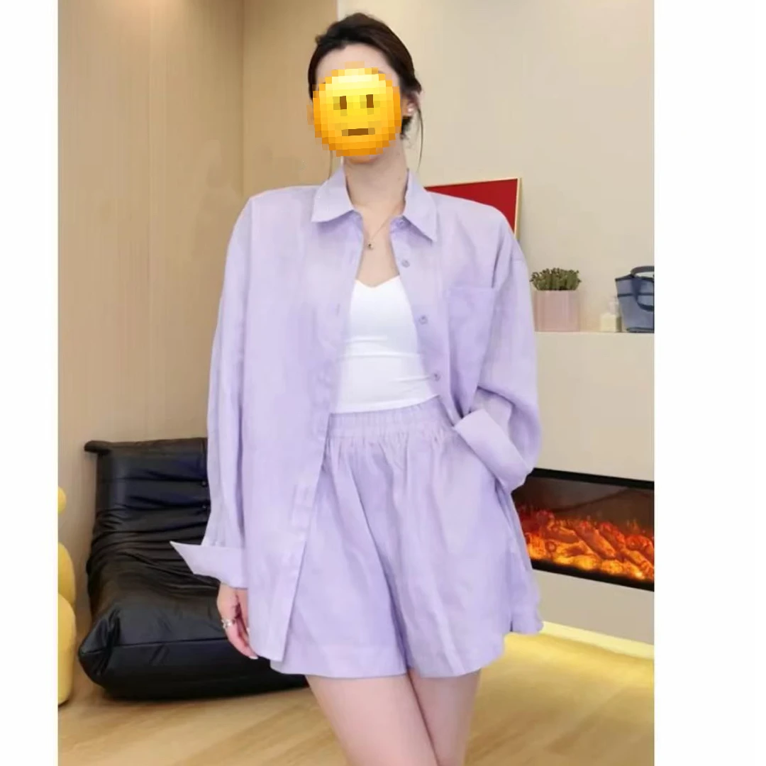 白色老钱风亚麻衬衫套装女夏季休闲松弛出游穿搭高级感防晒两件套